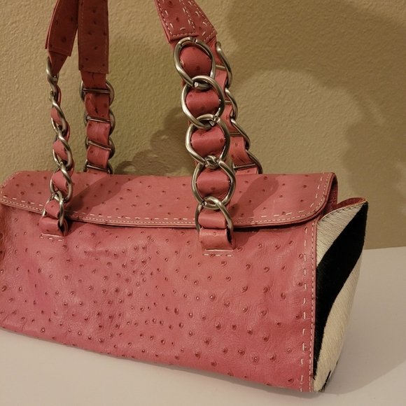 Adrienne Vittadini ostrich leather cowhide handbag - Picture 8 of 10